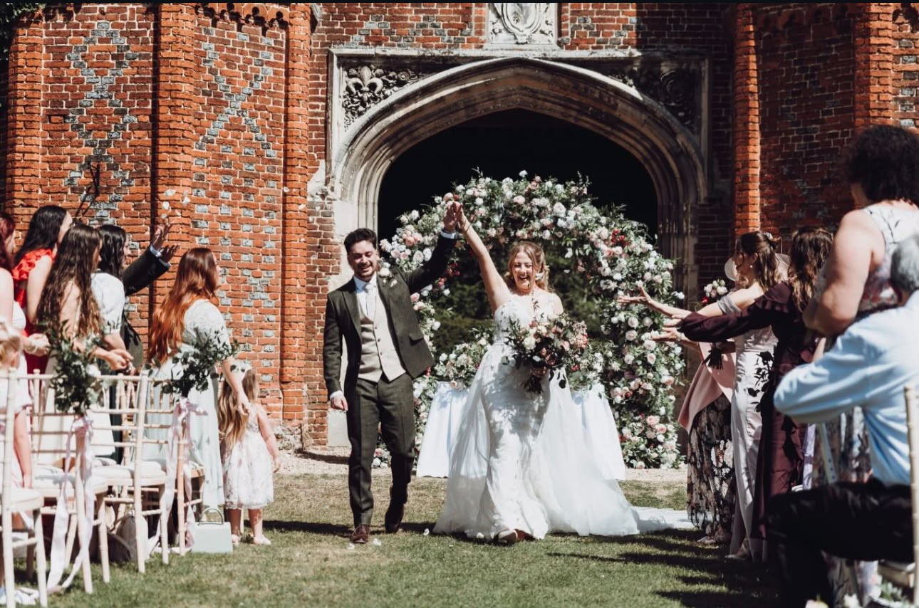 Jasmine and Dom's ceremony at Leez Priory, styled by Laye's